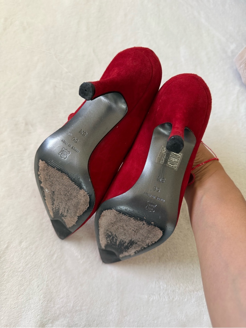 Via Spiga Red Suede Mary Jane Pumps | Made in Italy | Size 8 - Picture 5 of 10